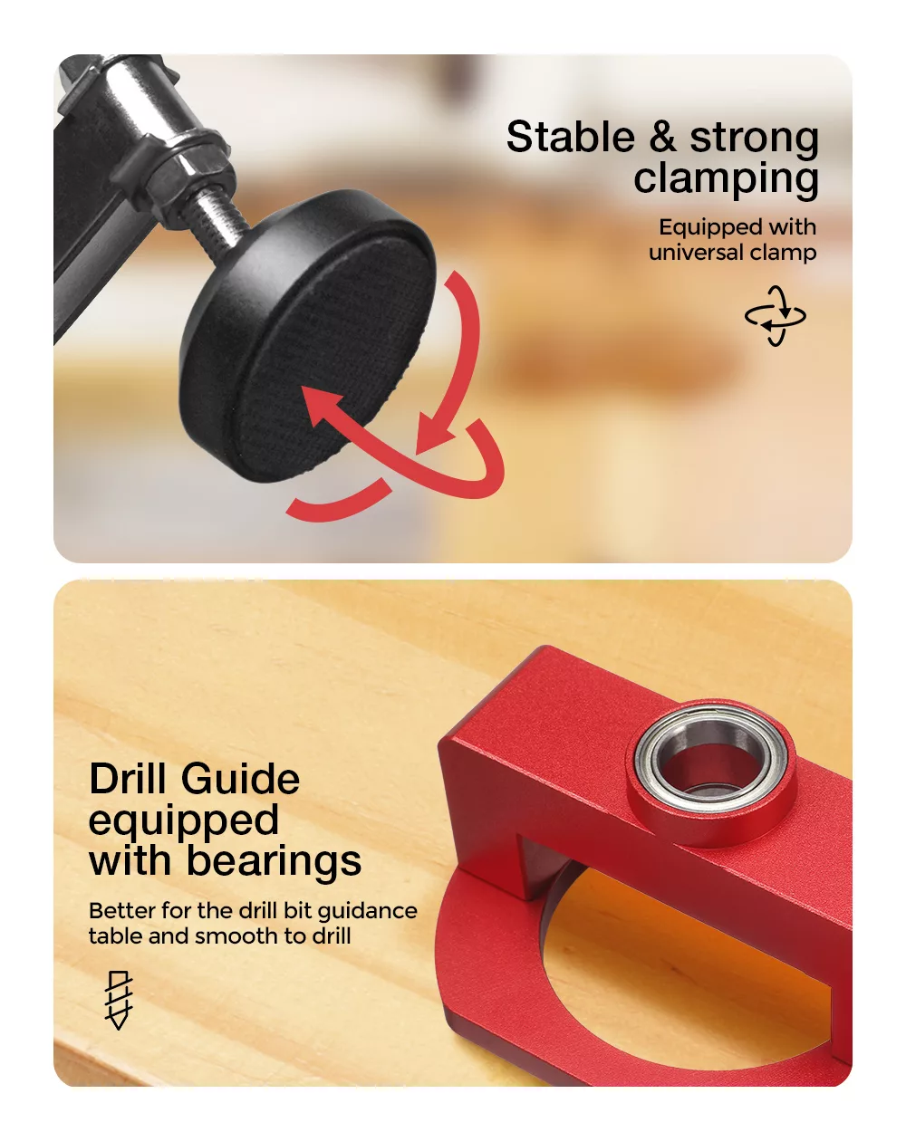 Stable & strong Clamping, 35MM Hinge Boring Hole Drill Guide